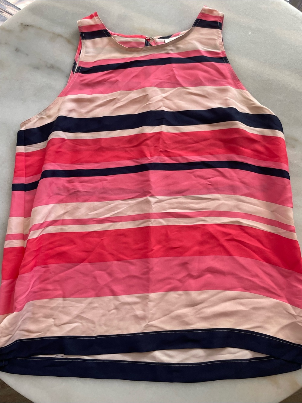 Ann Taylor Loft Striped Sleeveless Pink and Navy Tank Top size L